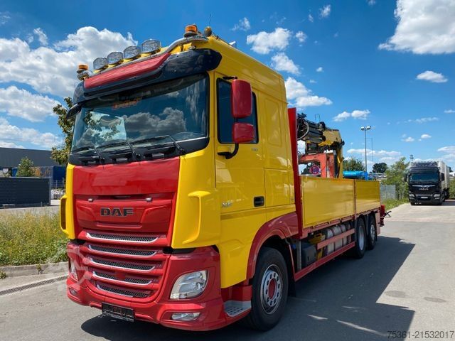 Autolaadkraan DAF XF 530 FAN 6X2 Baustoffpritsche mit HYVA HC213E3
