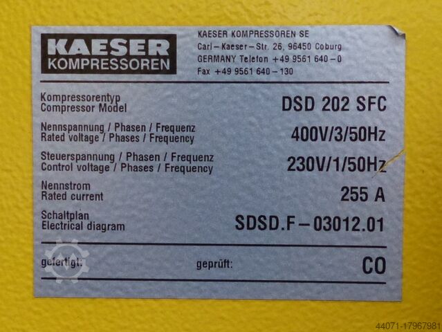 Compresor de tornillo DSD202SFC Kaeser DSD202SFC