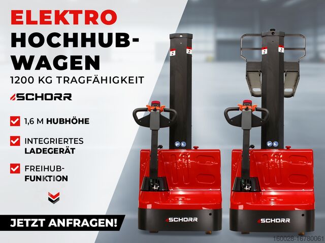 Hoogheffende truck SCHORR Hochhubwagen 1200KG Monomast Freihub