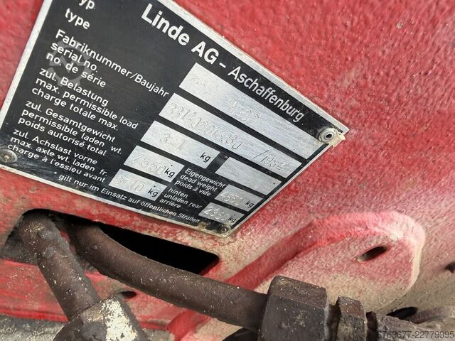 Linde H30D, duplex 3150 mm, 3. funkce, 3válcový vzduchem chlazený DIESEL LINDE H30D duplo315 3e functie 3 cilinder luchtgekoeld DIESEL