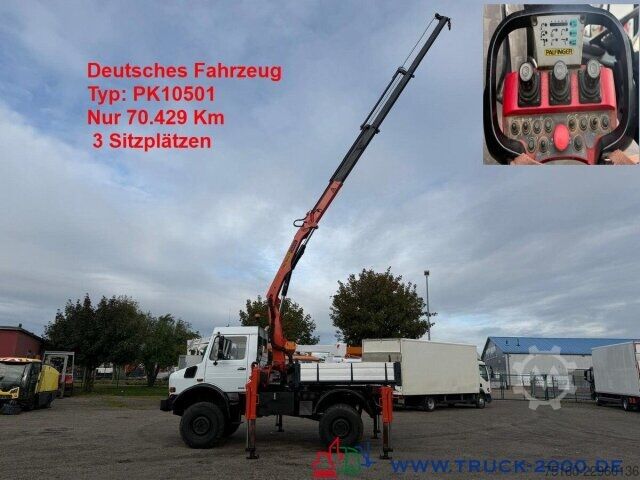 Vrachtauto met open laadbak Unimog U4000 4x4 Palfinger Kran PK10501 Hakenhöhe 11,5M