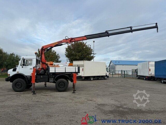 Vrachtauto met open laadbak Unimog U4000 4x4 Palfinger Kran PK10501 Hakenhöhe 11,5M