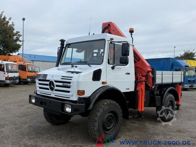 Vrachtauto met open laadbak Unimog U4000 4x4 Palfinger Kran PK10501 Hakenhöhe 11,5M