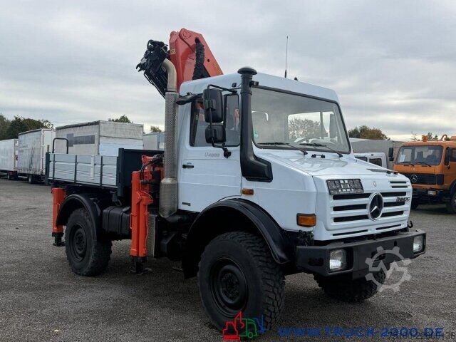 Vrachtauto met open laadbak Unimog U4000 4x4 Palfinger Kran PK10501 Hakenhöhe 11,5M