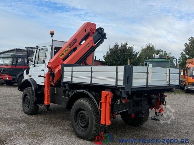 Vrachtauto met open laadbak Unimog U4000 4x4 Palfinger Kran PK10501 Hakenhöhe 11,5M