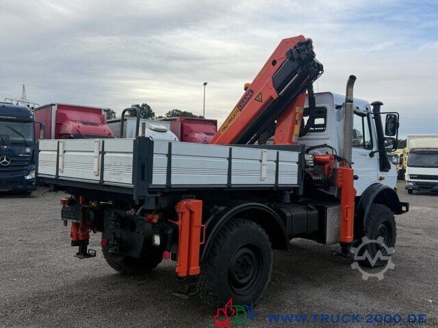 Vrachtauto met open laadbak Unimog U4000 4x4 Palfinger Kran PK10501 Hakenhöhe 11,5M