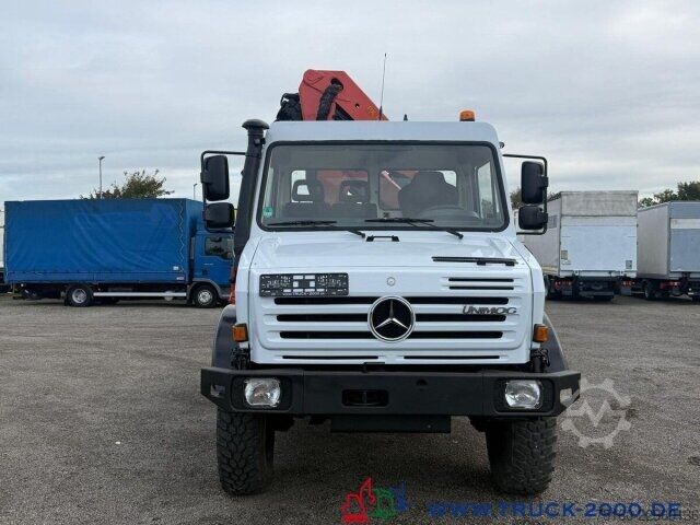 Vrachtauto met open laadbak Unimog U4000 4x4 Palfinger Kran PK10501 Hakenhöhe 11,5M
