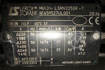 Three-phase asynchronous motor 37kW Leroy Somer LS MV 225 SR-T