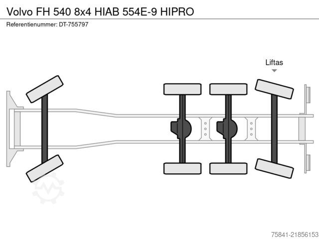 Vrachtwagen met kraan Volvo FH 540 8x4 HIAB 554E-9 HIPRO