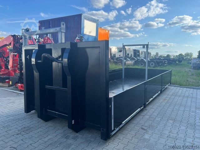 Auflieger-Wechselfahrgestell  Abrollcontainer mit Bordwänden