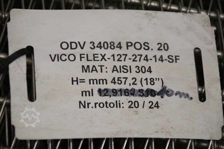 Conveyor belt, link belt, stainless steel, 2 rollers Costacurta VICO FLEX-127-274-14-SF Breite 457 mm