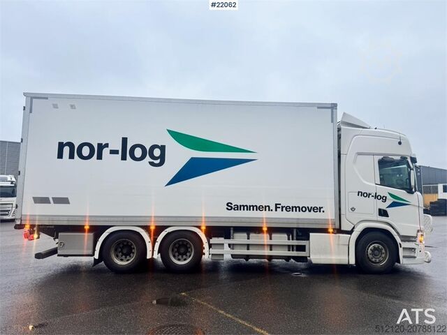 Box body Scania R660 6x4 box truck with refrigeration/freezer unit