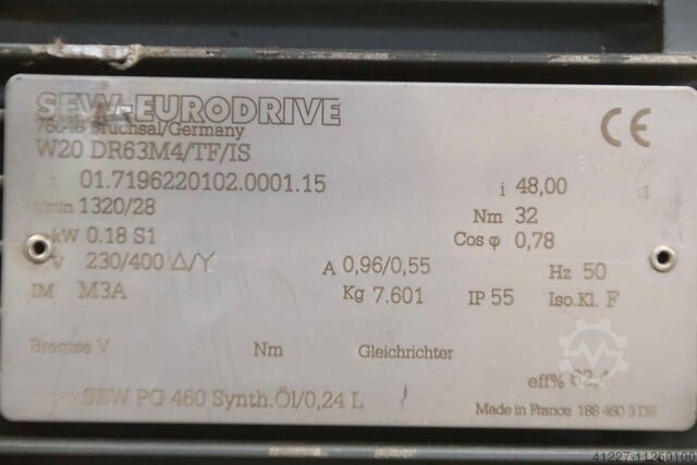 Motorreductor 0,18 kW 28 rpm SEW-Eurodrive W20 DR63M4/TF/IS
