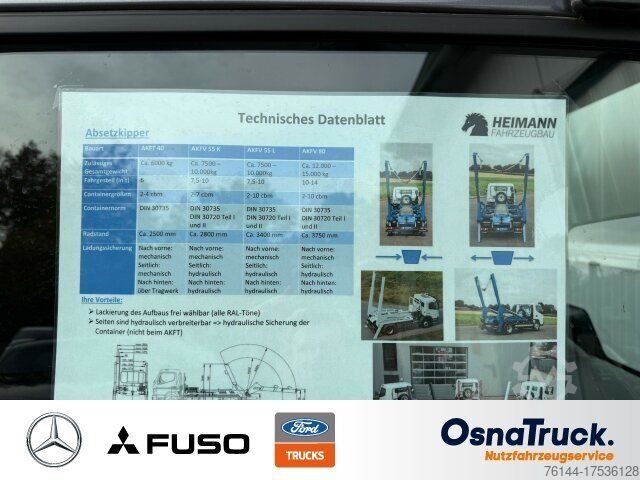 Kippers vrachtauto FUSO 9C18e "Heimann Absetzkipper" Klima, Nutzl.3240KG