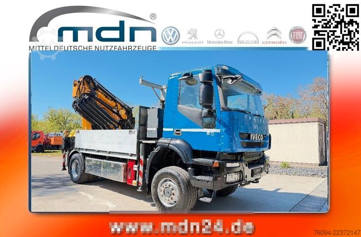 Vrachtauto met open laadbak IVECO Trakker 360 4x4 Pritsche Kran 27m AHK