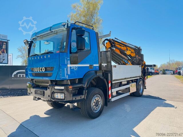 Vrachtauto met open laadbak IVECO Trakker 360 4x4 Pritsche Kran 27m AHK