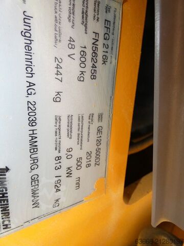 Elektrische vorkheftruck 3 wielen Jungheinrich EFG 216 K