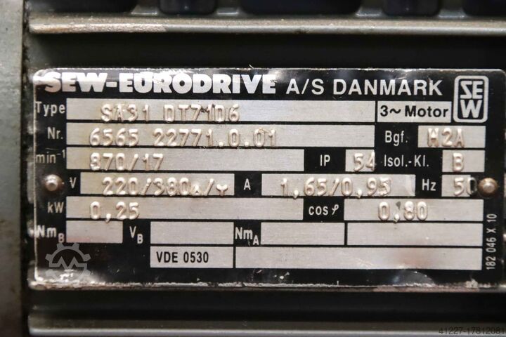 Motorreductor 0,25 kW 17 rpm SEW-Eurodrive SA31 DTZ1D6
