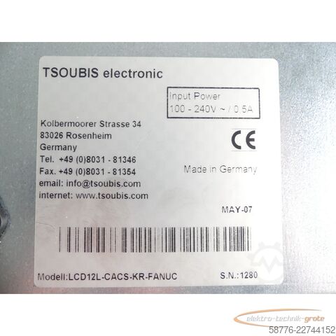 Component  Tsoubis Electronic Ersatzmonitor für LCD12L-CACS-KR-FANUC ohne Kabel SN: 1280