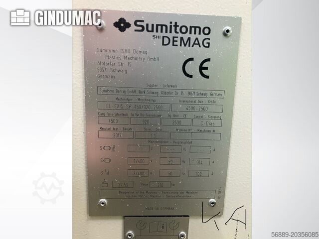 Machine électrique de moulage par injection SUMITOMO SHI DEMAG El-Exis SP 450/920-2500