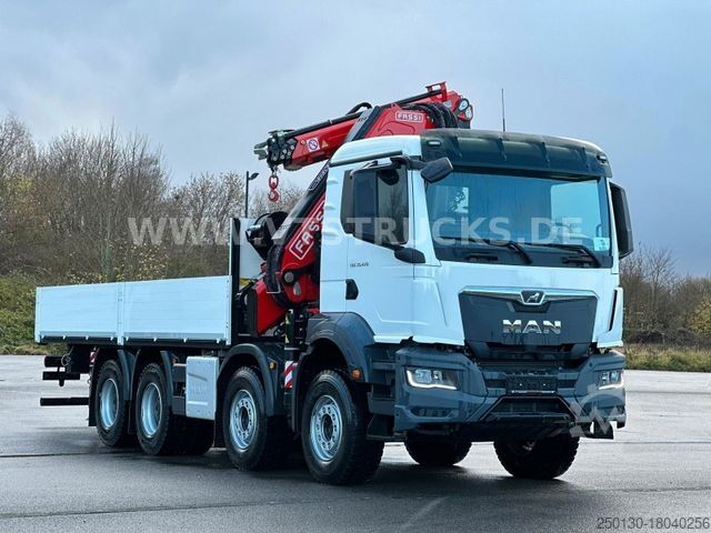 Vrachtauto met open laadbak MAN TGS 35.470 8x4 Pritsche + FASSI F345RB Kran,JIB