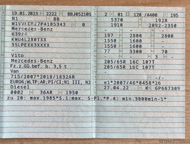 Furgoneta Mercedes-Benz Vito Kasten 116 CDI RWD extralang Kamera