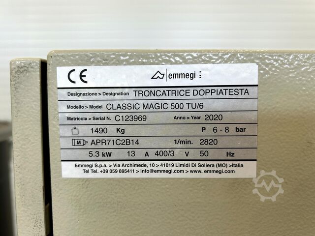 Διπλό φαλτσοπρίονο Emmegi Classic Magic 500 TU/6 + Chip Conveyor
