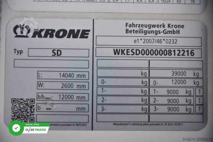 Naczepa chłodnia KRONE SDR D-Deck FP 45 ThermoKing SLXi 300 LA