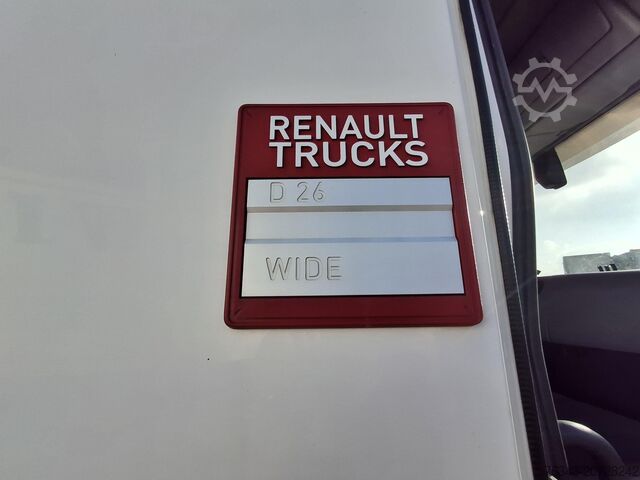 Camión con plataforma y lona RENAULT D26 WIDE 380 - 6X2 - E6 - RETARDER