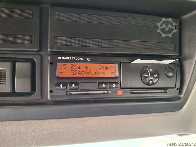 Camión con plataforma y lona RENAULT D26 WIDE 380 - 6X2 - E6 - RETARDER