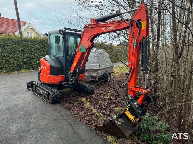 Mini excavator Kubota U36-4 Beltegraver m/ 4 skuffer, rotortilt og klype