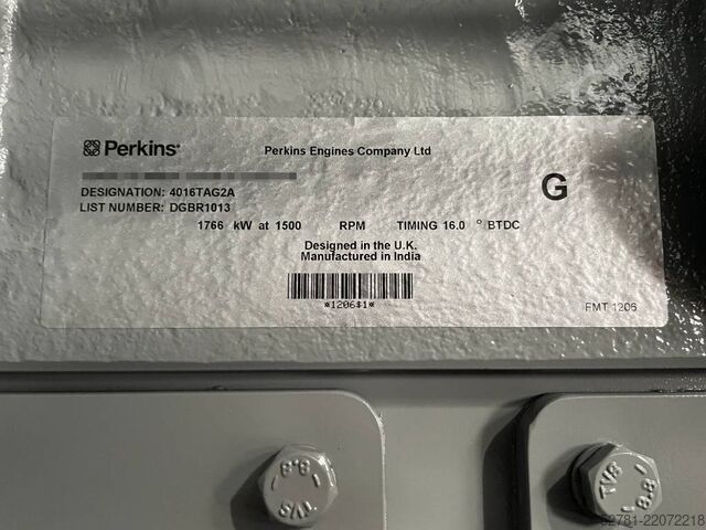 Agregado Perkins 4016-TAG2A - 2.200 kVA Generator - DPX-19826