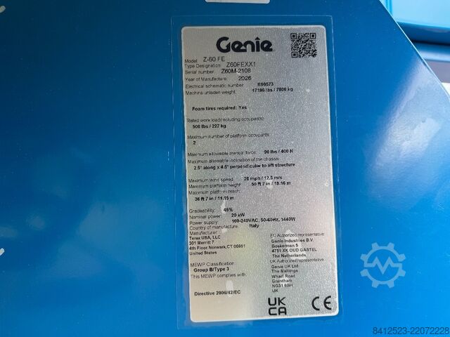 Kloubová teleskopická pracovní plošina Genie Z 60/34 FE