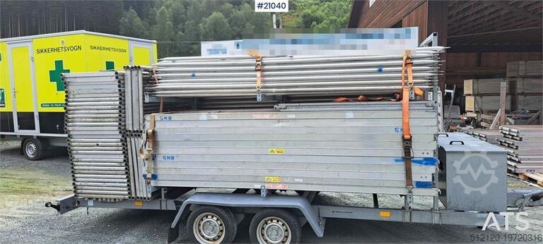 Temared állványos utánfutó 3,5 t, 364 m² állvánnyal  Temared scaffolding trailer 3.5 t w/ 364 m2 scaffo