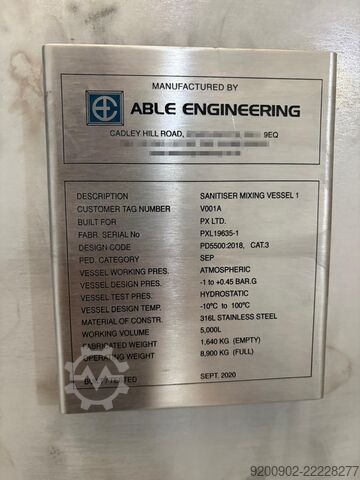 Rezervoar pod pritiskom od nerđajućeg čelika Able Engineering 