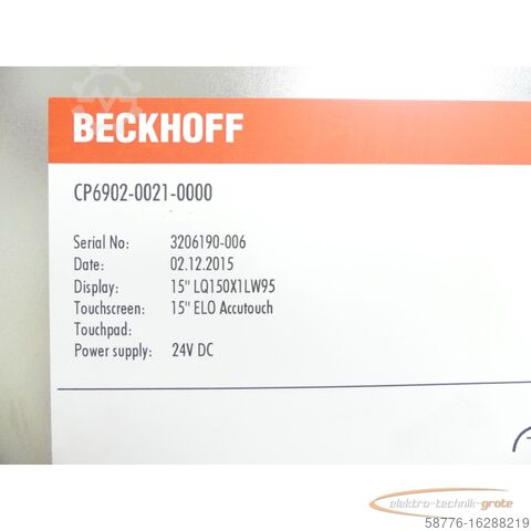 Componente Beckhoff Beckhoff CP6902-0021-0000 Economy-Einbau-Control Panel 15" SN:3206190-006