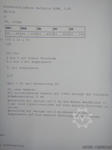 Tragbares Härteprüfgerät, Härtetester IMPACT TH 130