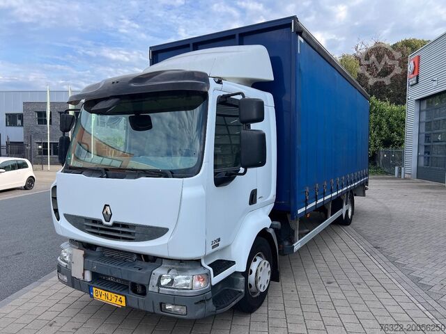Curtain sided Renault MIDLUM 220-12 L E5 SCHUIFZEIL + LAADKLEP / SLAA...