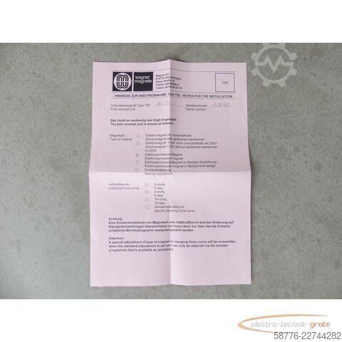 Στοιχείο Wagner 752-ST/1 Umpolsteuergerät / Steuerteil 340659 SN: 529597