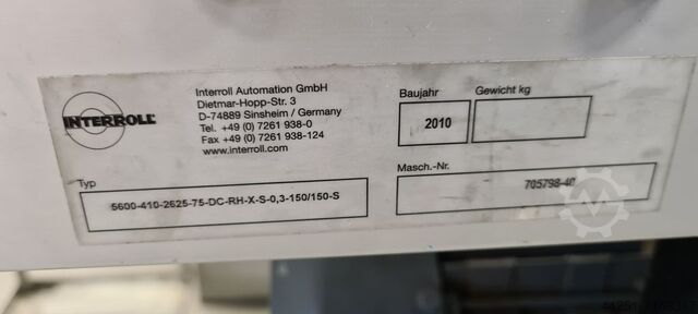 Rulletransportør med drev og overføringselement Interroll 2,60m