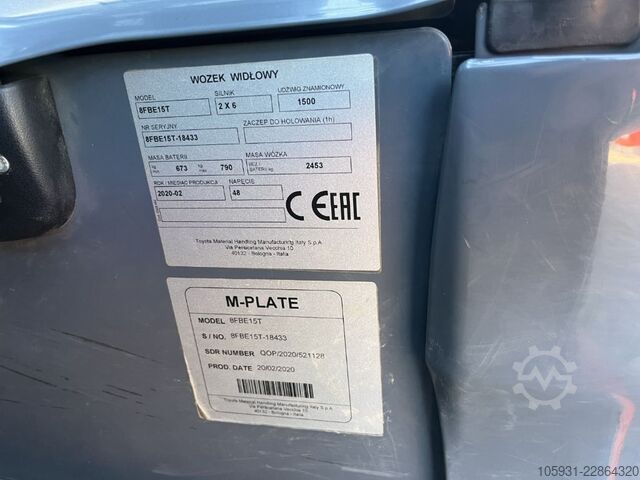 Electric 3-wheel forklift Toyota 8FBE15T