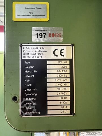 Poinçonneuse automatique SCHAAL SEP 40