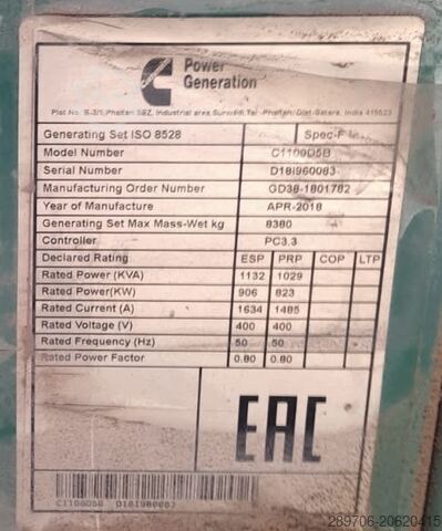 Generator electric CUMMINS KTA38-G14