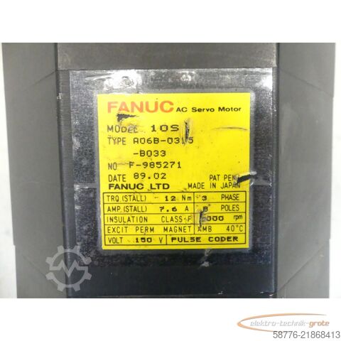 Steuerung Fanuc 10S A06B-0315-B033 AC Servo Motor SN: F-985271 --