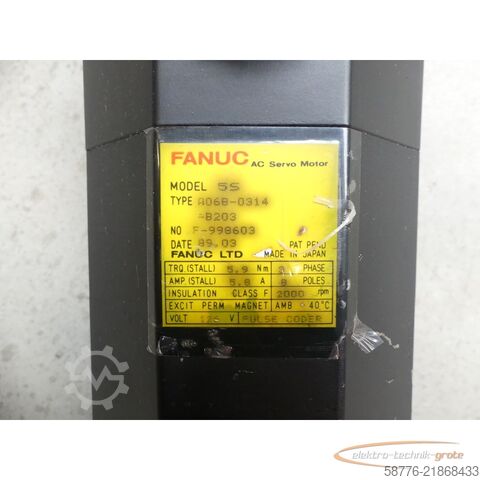 Steuerung Fanuc 5S A06B-0314-B203 AC Servo Motor SN: F-998603