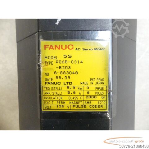 Steuerung Fanuc 5S A06B-0314-B203 AC Servo Motor SN: G-883048
