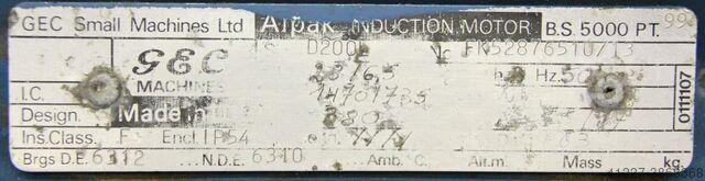 Ηλεκτρικός κινητήρας 28 / 6,5 kW 1470/735 Rpm GEC D200L