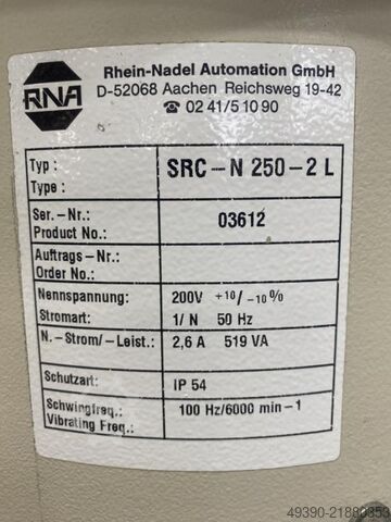 Alimentator cu bol vibrator / dispozitiv de sortare / alimentator cu bol / alimentator vibrator, bol RNA Rhein-Nadel Automation SRC-N 250-2L