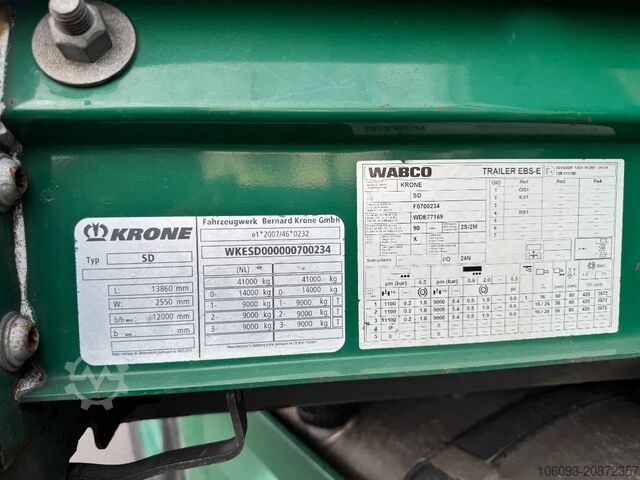 Przesuwne plandeki Krone 3-ass schuifzeilen oplegger