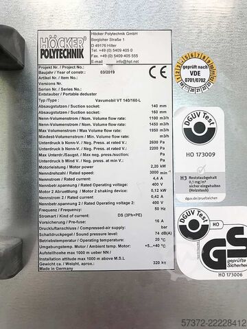 Afzuigsysteem Höcker Polytechnik Vacumobil VT 140/160-L